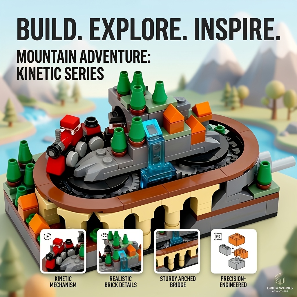 Mountain Adventure Kinetic Building Blocks Set with Train Model